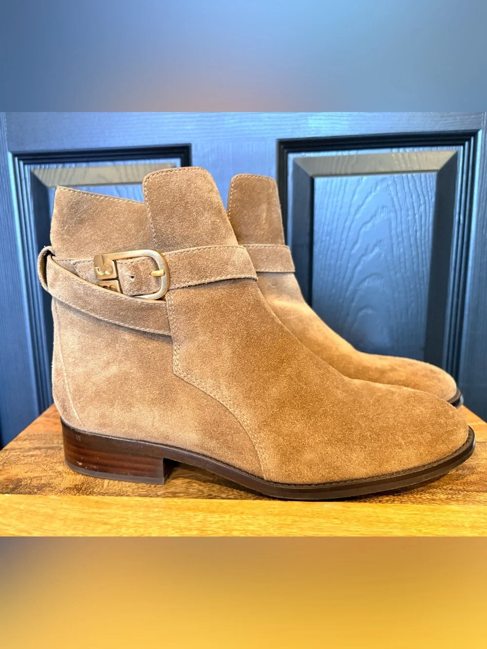 Tory Burch Brooke Ankle Suede Bootie Boots River Rock Brown 8